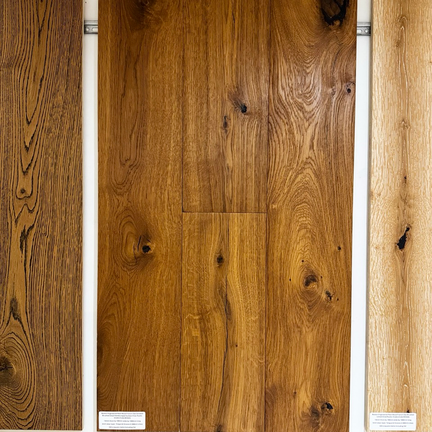 Boston Engineered Real Wood French Oak Smoked Brushed Oiled Handscraped Sunken Filler